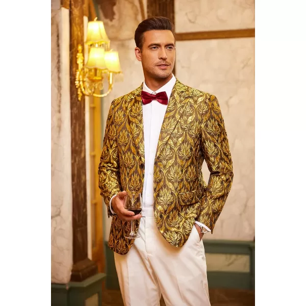 COOFANDY Men's Floral Tuxedo Jacket Rose Embroidered Suit Jacket Wedding Prom Dinner Party Blazer