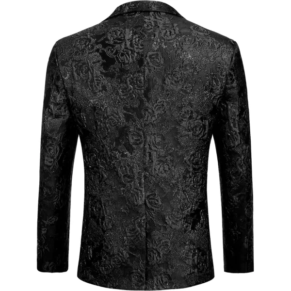 COOFANDY Men's Floral Tuxedo Jacket Rose Embroidered Suit Jacket Wedding Prom Dinner Party Blazer