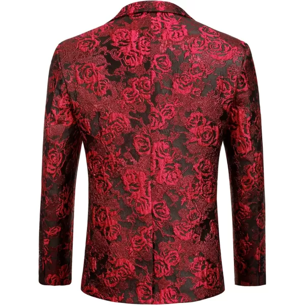 COOFANDY Men's Floral Tuxedo Jacket Rose Embroidered Suit Jacket Wedding Prom Dinner Party Blazer