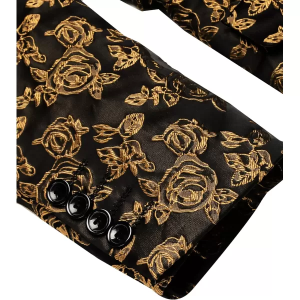 COOFANDY Men's Floral Tuxedo Jacket Rose Embroidered Suit Jacket Wedding Prom Dinner Party Blazer