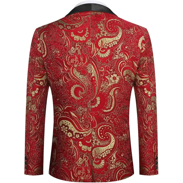 COOFANDY Men's Floral Tuxedo Jacket Slim Fit Luxury Embroidered Dress Suit Jacket for Party Dinner Wedding