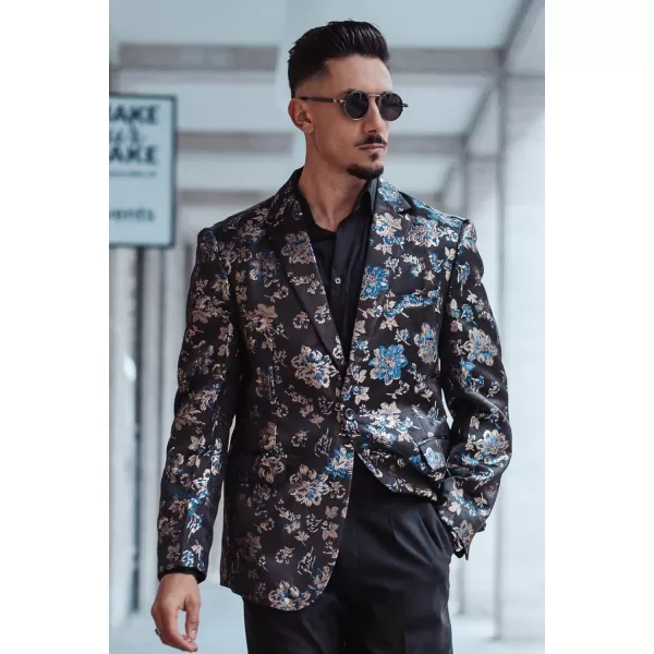 COOFANDY Mens Floral Tuxedo Jackets Slim Fit Suit Blazer Jacket for Dinner Prom Wedding