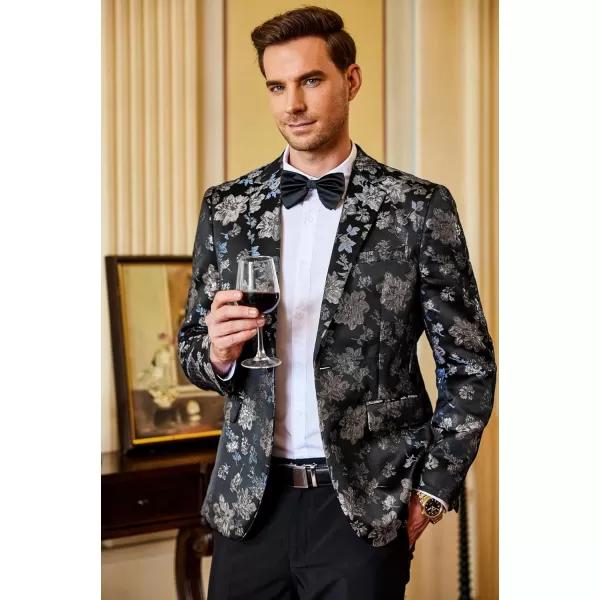 COOFANDY Mens Floral Tuxedo Jackets Slim Fit Suit Blazer Jacket for Dinner Prom Wedding