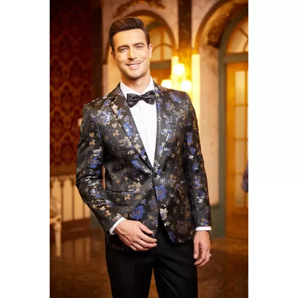 COOFANDY Mens Floral Tuxedo Jackets Slim Fit Suit Blazer Jacket for Dinner Prom Wedding