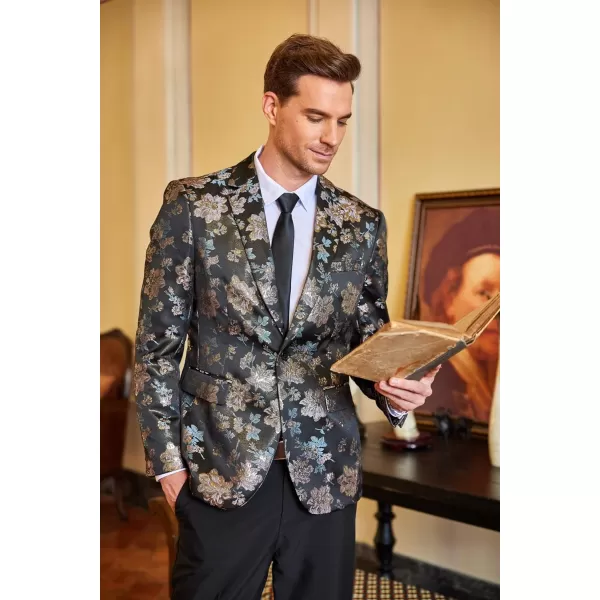 COOFANDY Mens Floral Tuxedo Jackets Slim Fit Suit Blazer Jacket for Dinner Prom Wedding