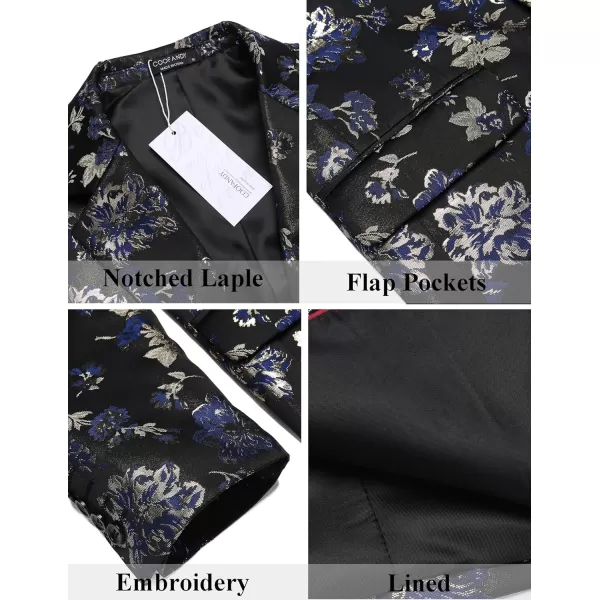 COOFANDY Mens Floral Tuxedo Jackets Slim Fit Suit Blazer Jacket for Dinner Prom Wedding