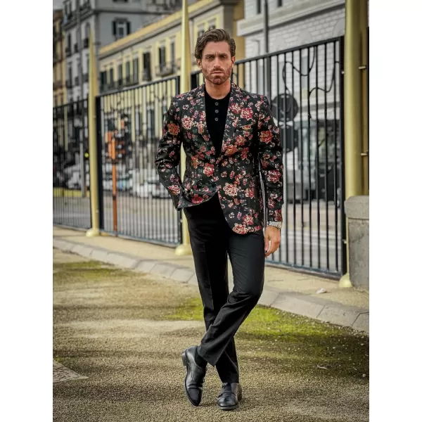 COOFANDY Mens Floral Tuxedo Jackets Slim Fit Suit Blazer Jacket for Dinner Prom Wedding