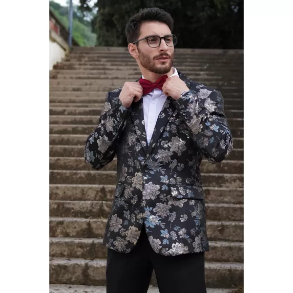 COOFANDY Mens Floral Tuxedo Jackets Slim Fit Suit Blazer Jacket for Dinner Prom Wedding