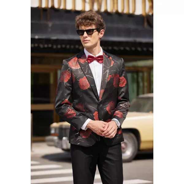 COOFANDY Mens Floral Tuxedo Jackets Slim Fit Suit Blazer Jacket for Dinner Prom Wedding