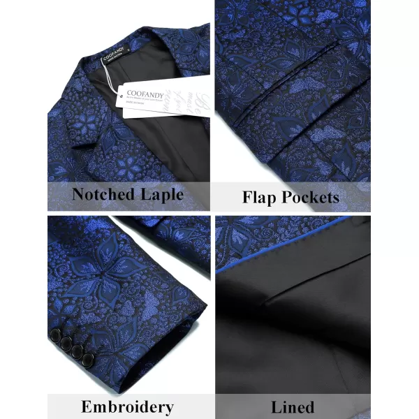 COOFANDY Mens Floral Tuxedo Jackets Slim Fit Suit Blazer Jacket for Dinner Prom Wedding