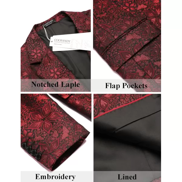 COOFANDY Mens Floral Tuxedo Jackets Slim Fit Suit Blazer Jacket for Dinner Prom Wedding