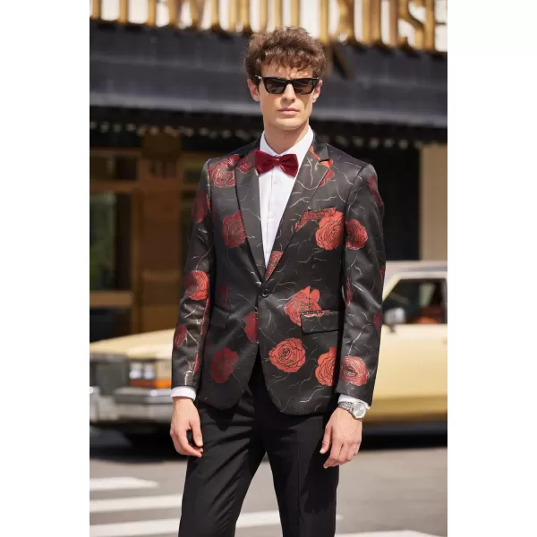 COOFANDY Mens Floral Tuxedo Jackets Slim Fit Suit Blazer Jacket for Dinner Prom Wedding
