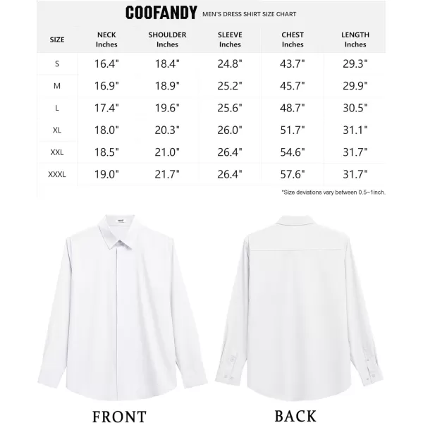 COOFANDY Men's Formal Dress Shirt Hidden Button Front Wrinkle Free Shirt Regular Fit Stretch Business Casual Shirts