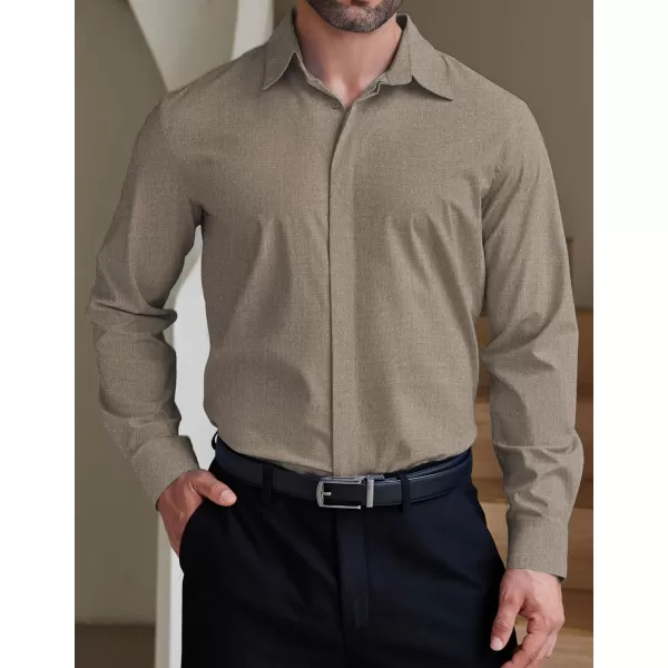 COOFANDY Men's Formal Dress Shirt Hidden Button Front Wrinkle Free Shirt Regular Fit Stretch Business Casual Shirts