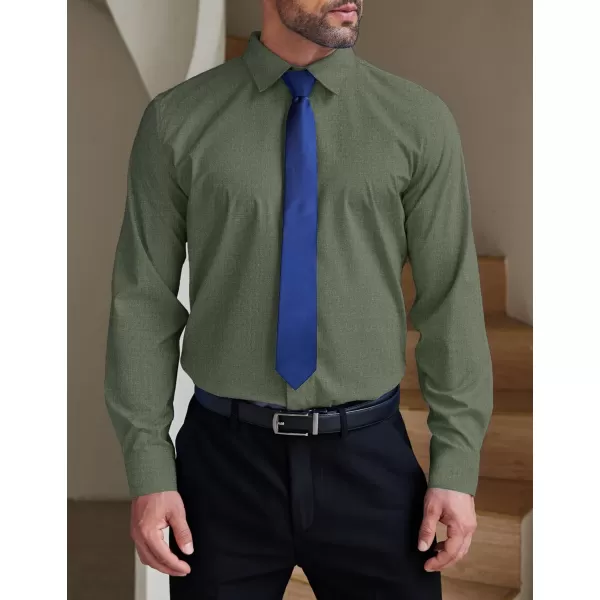 COOFANDY Men's Formal Dress Shirt Hidden Button Front Wrinkle Free Shirt Regular Fit Stretch Business Casual Shirts