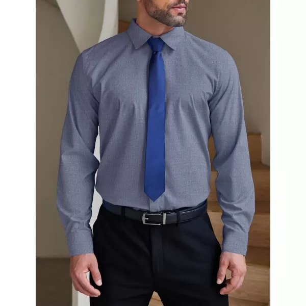 COOFANDY Men's Formal Dress Shirt Hidden Button Front Wrinkle Free Shirt Regular Fit Stretch Business Casual Shirts