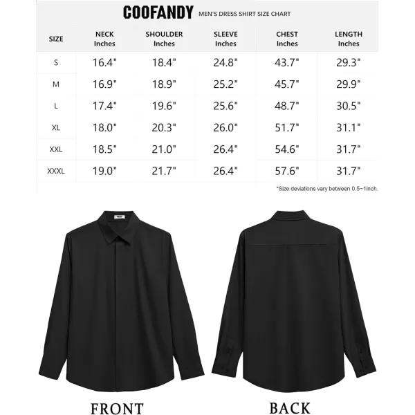 COOFANDY Men's Formal Dress Shirt Hidden Button Front Wrinkle Free Shirt Regular Fit Stretch Business Casual Shirts