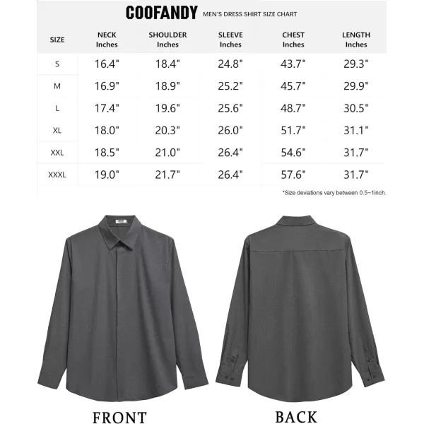 COOFANDY Men's Formal Dress Shirt Hidden Button Front Wrinkle Free Shirt Regular Fit Stretch Business Casual Shirts
