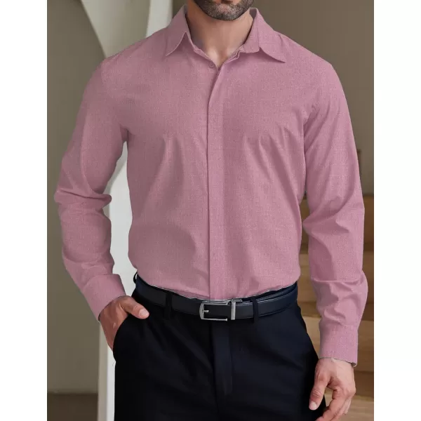 COOFANDY Men's Formal Dress Shirt Hidden Button Front Wrinkle Free Shirt Regular Fit Stretch Business Casual Shirts
