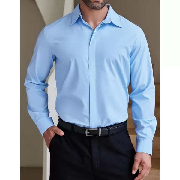 COOFANDY Men's Formal Dress Shirt Hidden Button Front Wrinkle Free Shirt Regular Fit Stretch Business Casual Shirts