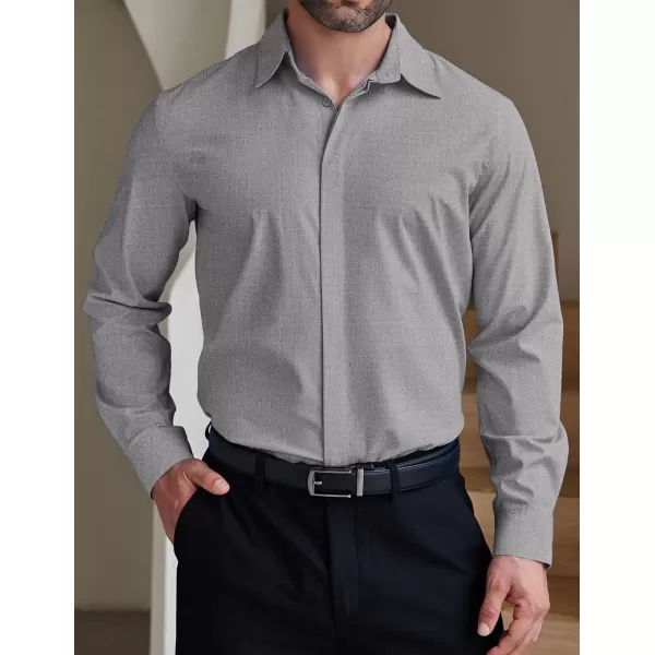 COOFANDY Men's Formal Dress Shirt Hidden Button Front Wrinkle Free Shirt Regular Fit Stretch Business Casual Shirts