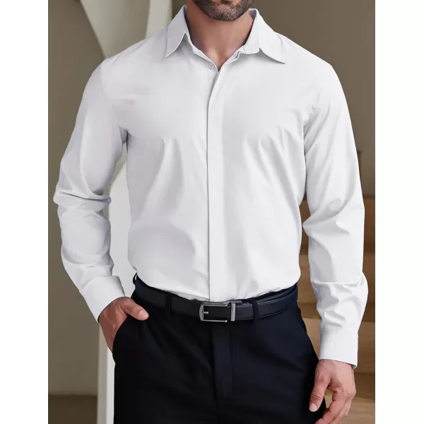COOFANDY Men's Formal Dress Shirt Hidden Button Front Wrinkle Free Shirt Regular Fit Stretch Business Casual Shirts