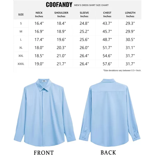 COOFANDY Men's Formal Dress Shirt Hidden Button Front Wrinkle Free Shirt Regular Fit Stretch Business Casual Shirts