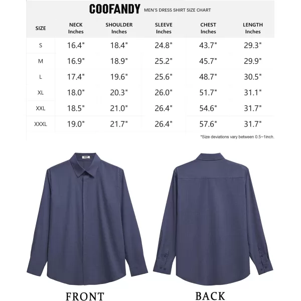 COOFANDY Men's Formal Dress Shirt Hidden Button Front Wrinkle Free Shirt Regular Fit Stretch Business Casual Shirts