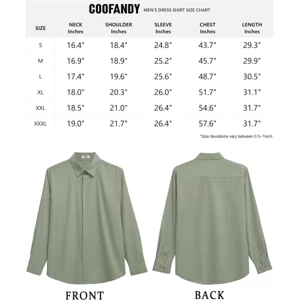 COOFANDY Men's Formal Dress Shirt Hidden Button Front Wrinkle Free Shirt Regular Fit Stretch Business Casual Shirts