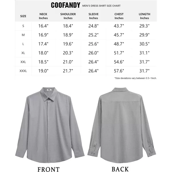 COOFANDY Men's Formal Dress Shirt Hidden Button Front Wrinkle Free Shirt Regular Fit Stretch Business Casual Shirts