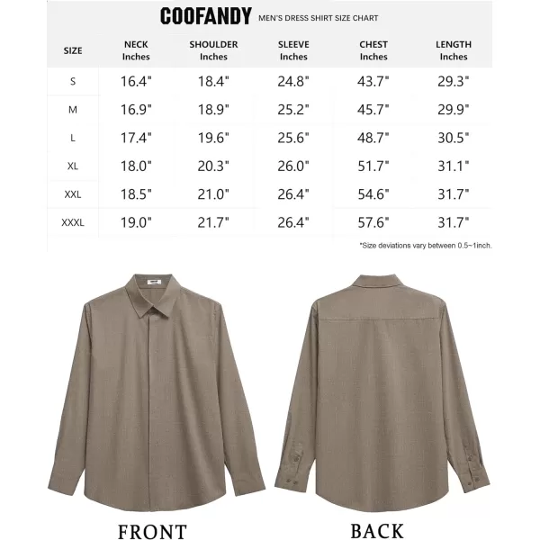 COOFANDY Men's Formal Dress Shirt Hidden Button Front Wrinkle Free Shirt Regular Fit Stretch Business Casual Shirts