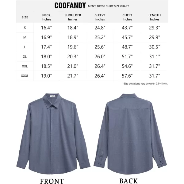 COOFANDY Men's Formal Dress Shirt Hidden Button Front Wrinkle Free Shirt Regular Fit Stretch Business Casual Shirts