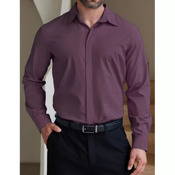 COOFANDY Men's Formal Dress Shirt Hidden Button Front Wrinkle Free Shirt Regular Fit Stretch Business Casual Shirts
