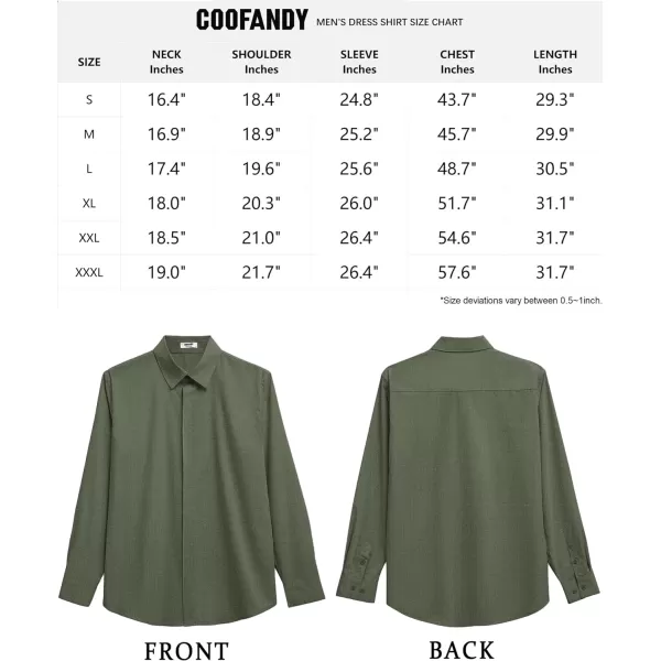 COOFANDY Men's Formal Dress Shirt Hidden Button Front Wrinkle Free Shirt Regular Fit Stretch Business Casual Shirts