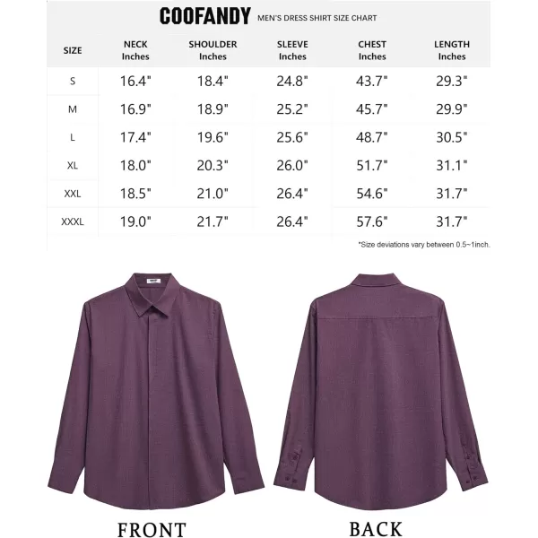 COOFANDY Men's Formal Dress Shirt Hidden Button Front Wrinkle Free Shirt Regular Fit Stretch Business Casual Shirts