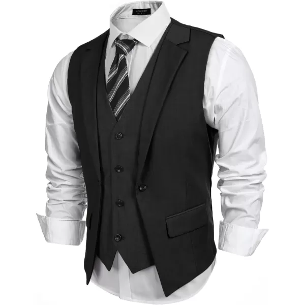 COOFANDY Men's Formal Fashion Vest Layered Waistcoat Business Dress Suit Vests for Wedding