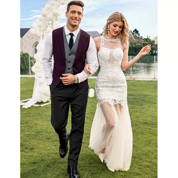 COOFANDY Men's Formal Fashion Vest Layered Waistcoat Business Dress Suit Vests for Wedding