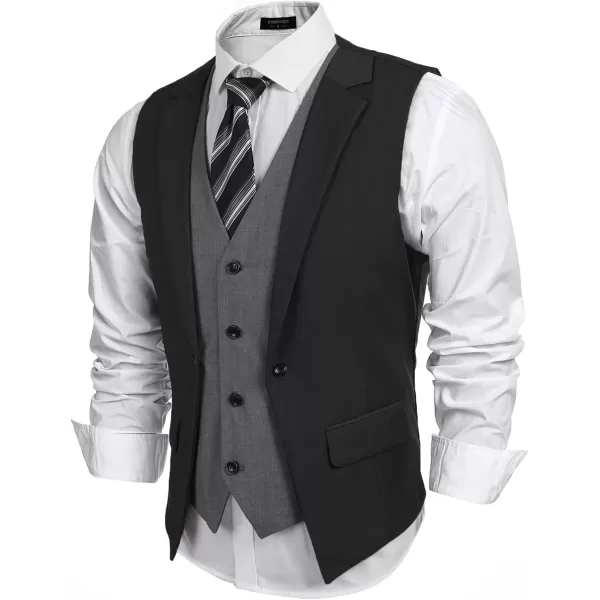 COOFANDY Men's Formal Fashion Vest Layered Waistcoat Business Dress Suit Vests for Wedding
