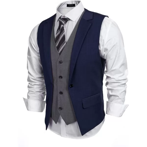 COOFANDY Men's Formal Fashion Vest Layered Waistcoat Business Dress Suit Vests for Wedding