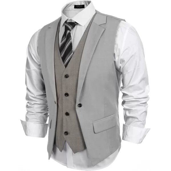 COOFANDY Men's Formal Fashion Vest Layered Waistcoat Business Dress Suit Vests for Wedding
