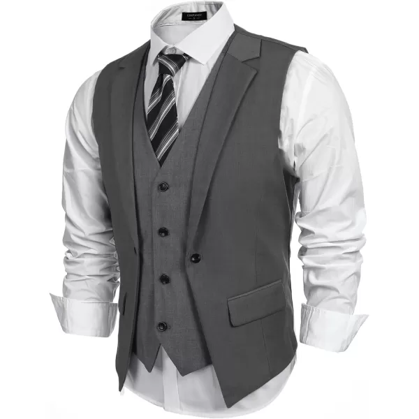 COOFANDY Men's Formal Fashion Vest Layered Waistcoat Business Dress Suit Vests for Wedding