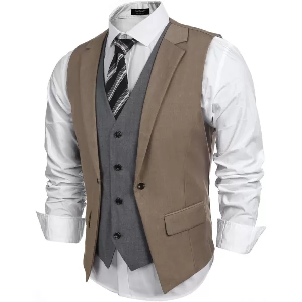 COOFANDY Men's Formal Fashion Vest Layered Waistcoat Business Dress Suit Vests for Wedding