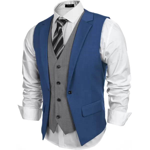 COOFANDY Men's Formal Fashion Vest Layered Waistcoat Business Dress Suit Vests for Wedding