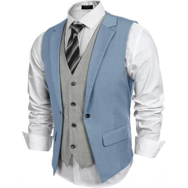 COOFANDY Men's Formal Fashion Vest Layered Waistcoat Business Dress Suit Vests for Wedding