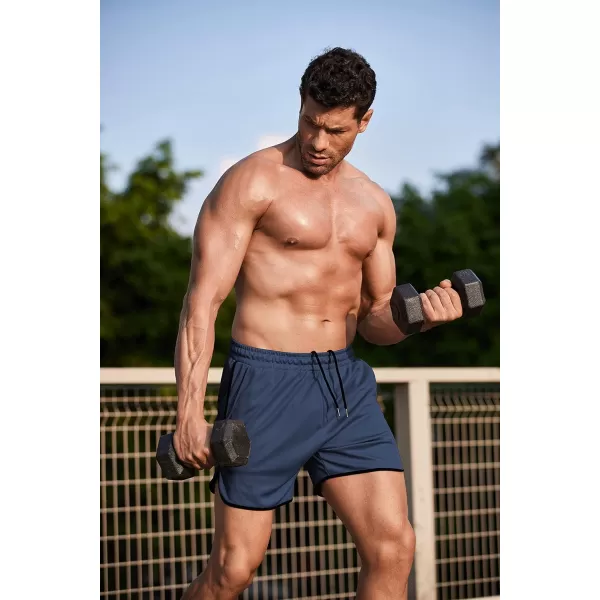 COOFANDY Men's Gym Workout Shorts 5 Inch 2 Pack Athletic Running Shorts Quick Dry Sport Training Shorts with Pockets)