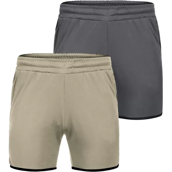 COOFANDY Men's Gym Workout Shorts 5 Inch 2 Pack Athletic Running Shorts Quick Dry Sport Training Shorts with Pockets)