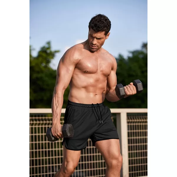 COOFANDY Men's Gym Workout Shorts 5 Inch 2 Pack Athletic Running Shorts Quick Dry Sport Training Shorts with Pockets)