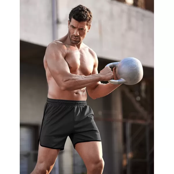 COOFANDY Men's Gym Workout Shorts 5 Inch 2 Pack Athletic Running Shorts Quick Dry Sport Training Shorts with Pockets)