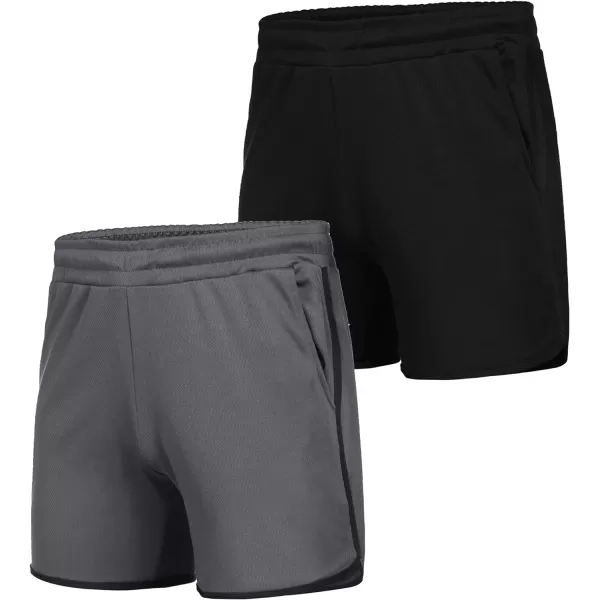 COOFANDY Men's Gym Workout Shorts 5 Inch 2 Pack Athletic Running Shorts Quick Dry Sport Training Shorts with Pockets)