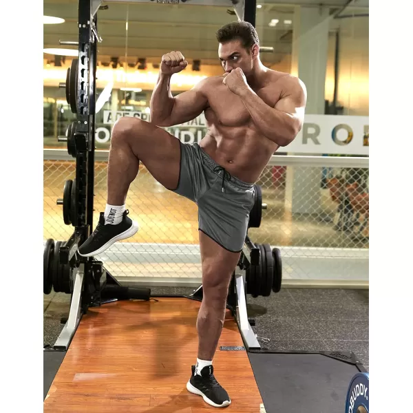 COOFANDY Men's Gym Workout Shorts 5 Inch 2 Pack Athletic Running Shorts Quick Dry Sport Training Shorts with Pockets)